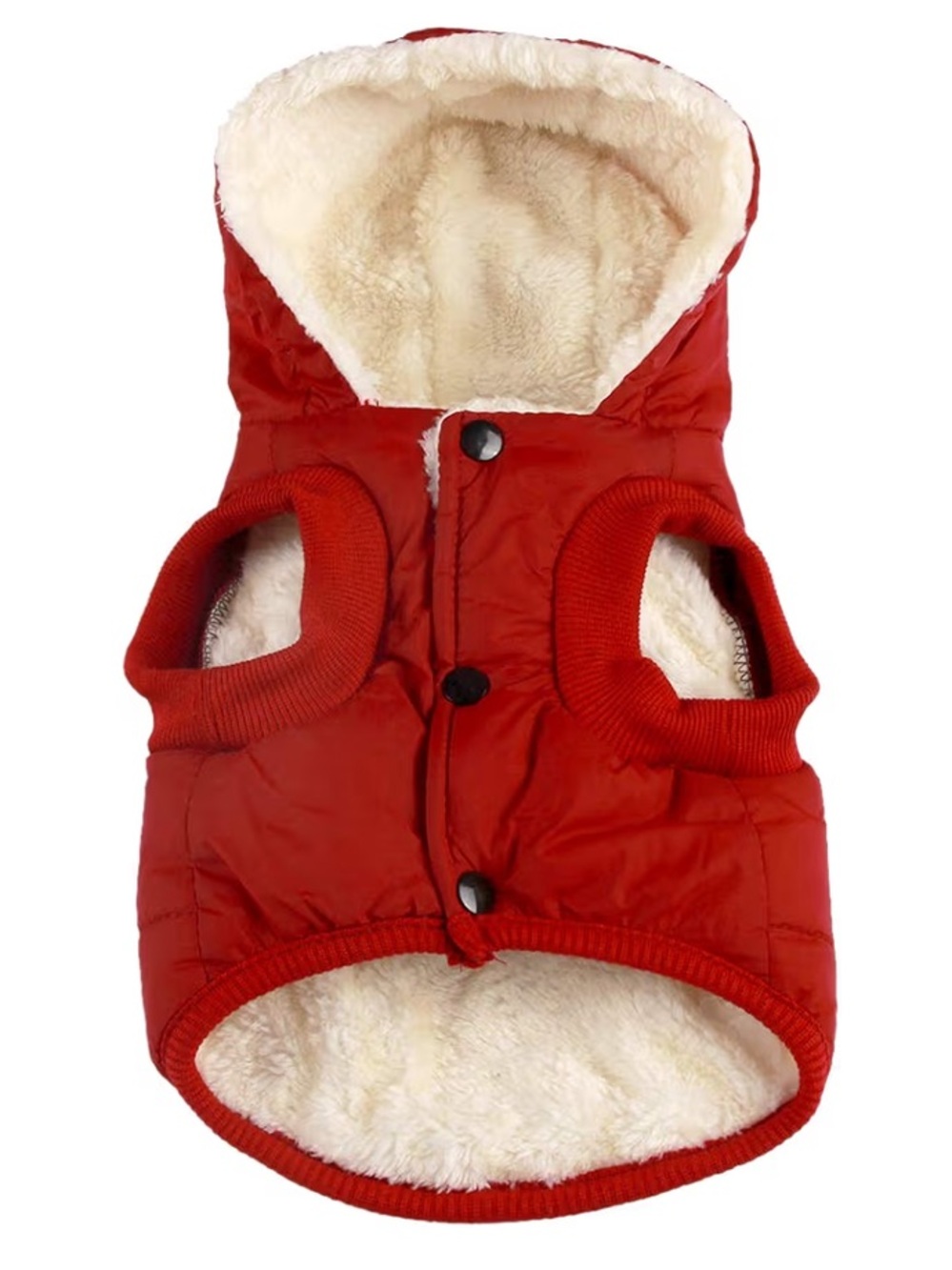 Dog Fleece Vest w/Extra Warm Lining & Hood Winter Jacket For Medium Dogs Size L